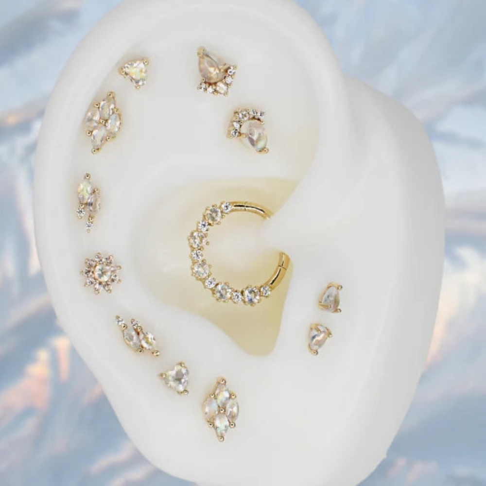 BUDDHA JEWLREY ORGANICS - Ariana Rainbow Moonstone 14K Gold Clicker